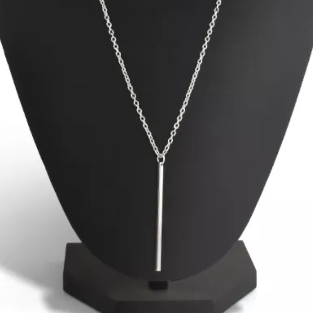 NWT Silver bar pendant fashion necklace - Picture 3 of 4